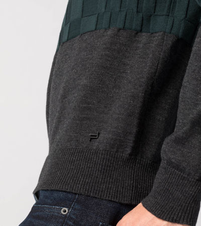 Men's Designer Crewnecks - Modern Argyle Cotton Pullover Sweater